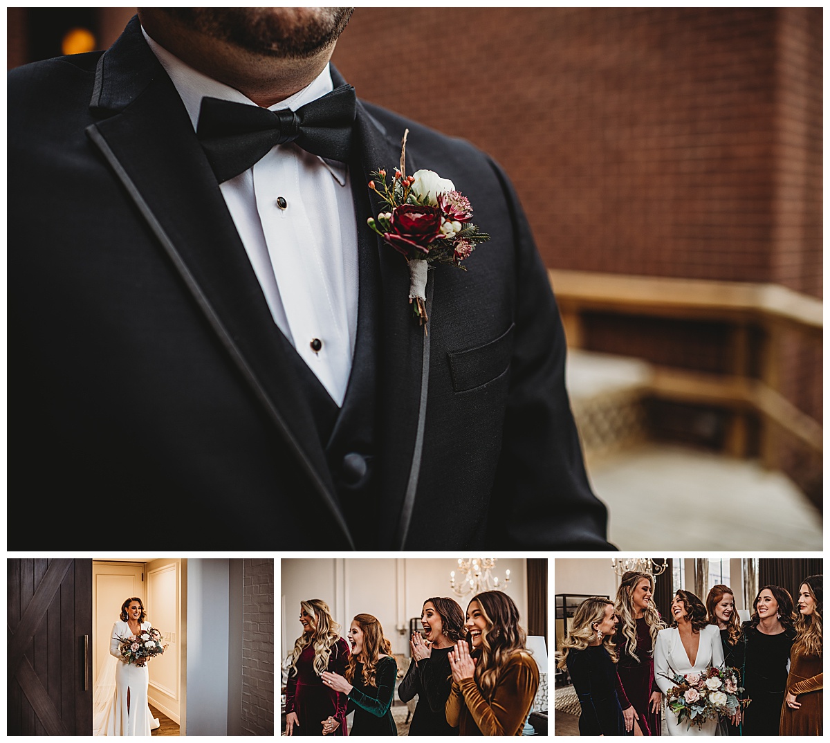 Bridal party's first look at the bride for a moody winter wedding in Baltimore by Brittany Dunbar Photography, a Baltimore Wedding Photographer.