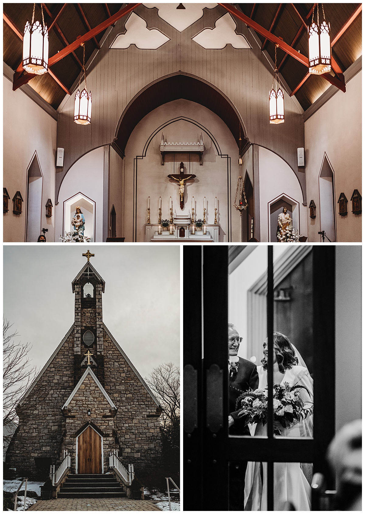 Catholic church wedding venue for a moody winter wedding in Baltimore by Brittany Dunbar Photography, a Baltimore Wedding Photographer.