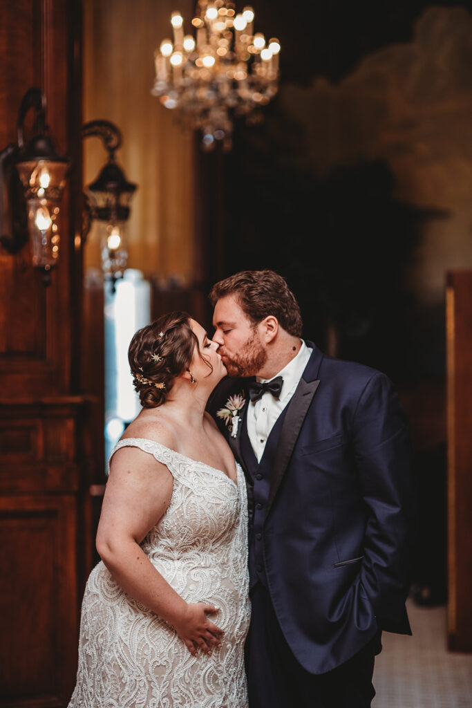 Baltimore wedding photographers capture couple kissing as husband and wife