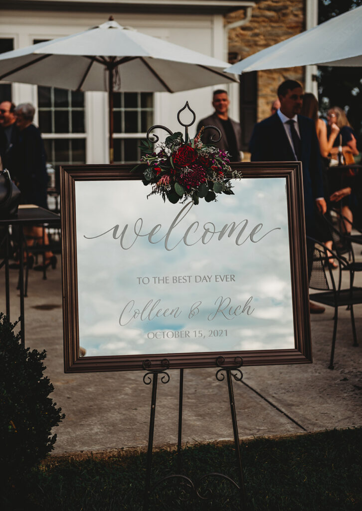 Baltimore wedding photographers capture welcome sign 