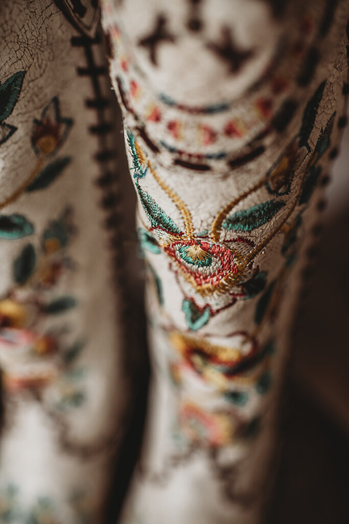 Maryland wedding photographer captures close up of cowboy boots