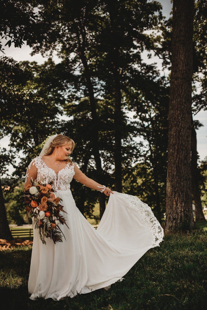 Maryland wedding photographer captures bride swinging bridal dress