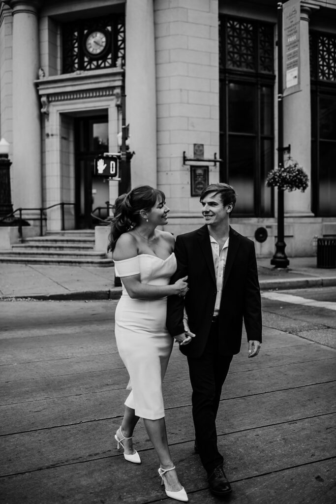 Baltimore wedding photographer captures couple walking together
