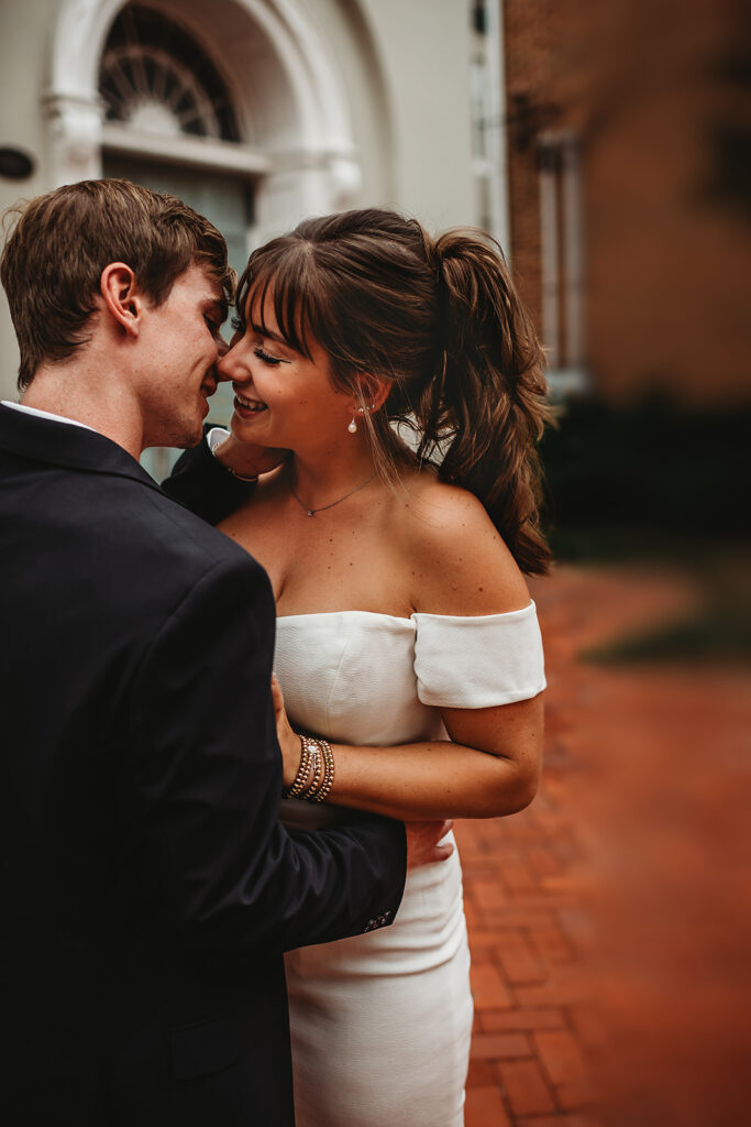 Baltimore wedding photographer captures couple embracing 