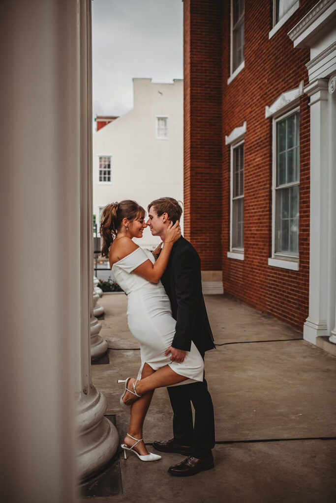 Maryland engagement photographers capture couple kissing 