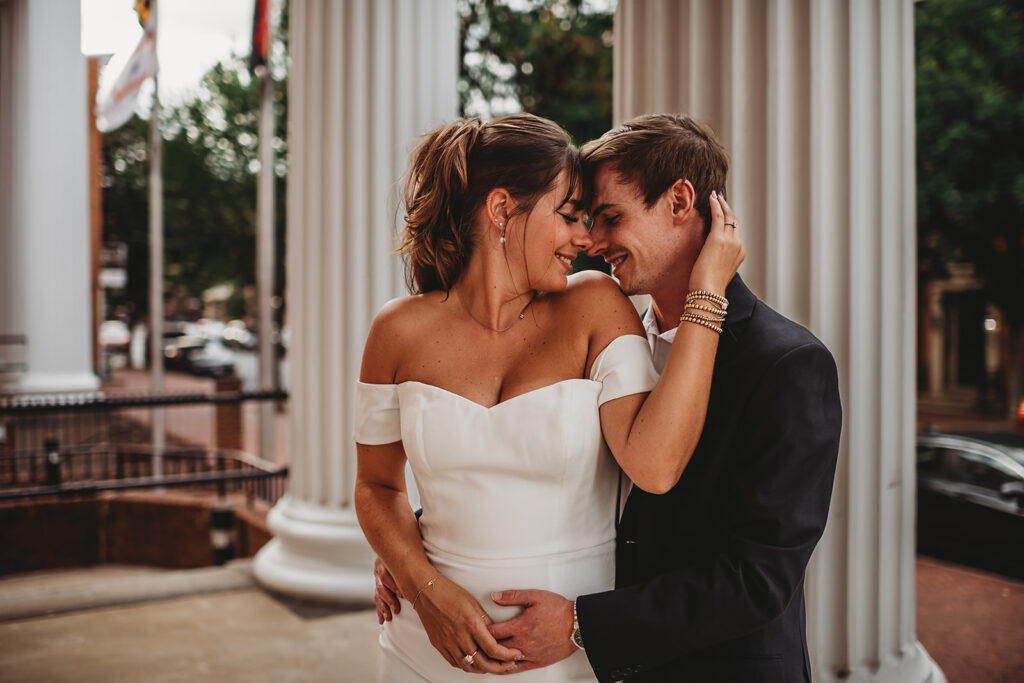 Maryland engagement photographers capture couple touching noses 