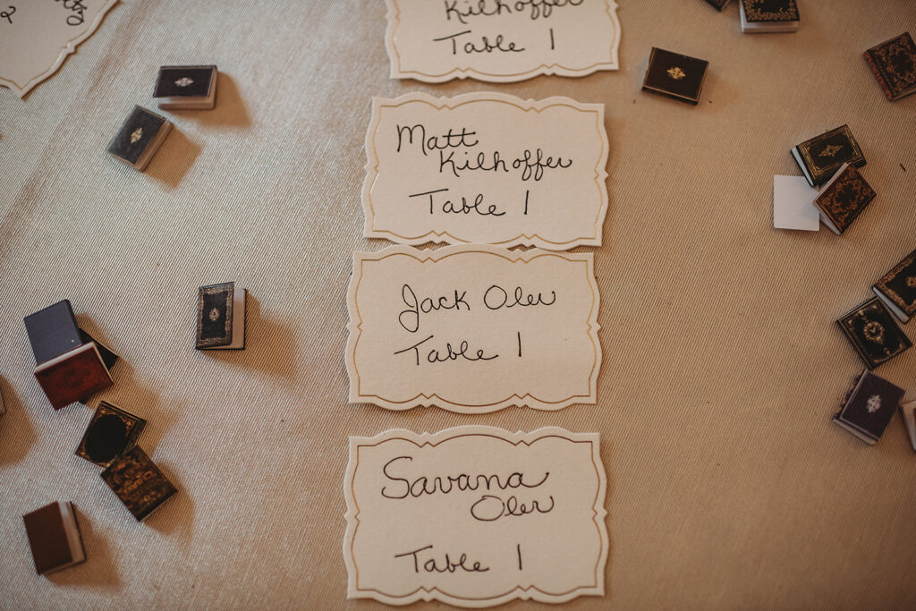 Baltimore wedding photographer captures table numbers 