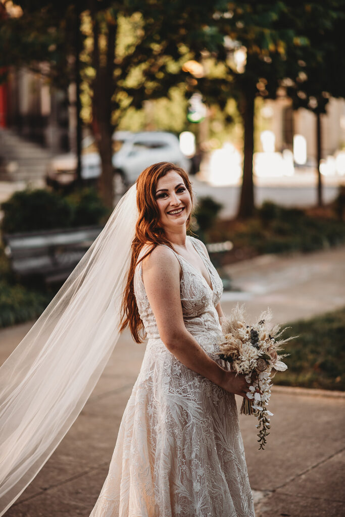 Baltimore wedding photographer captures bride holding bridal bouquet