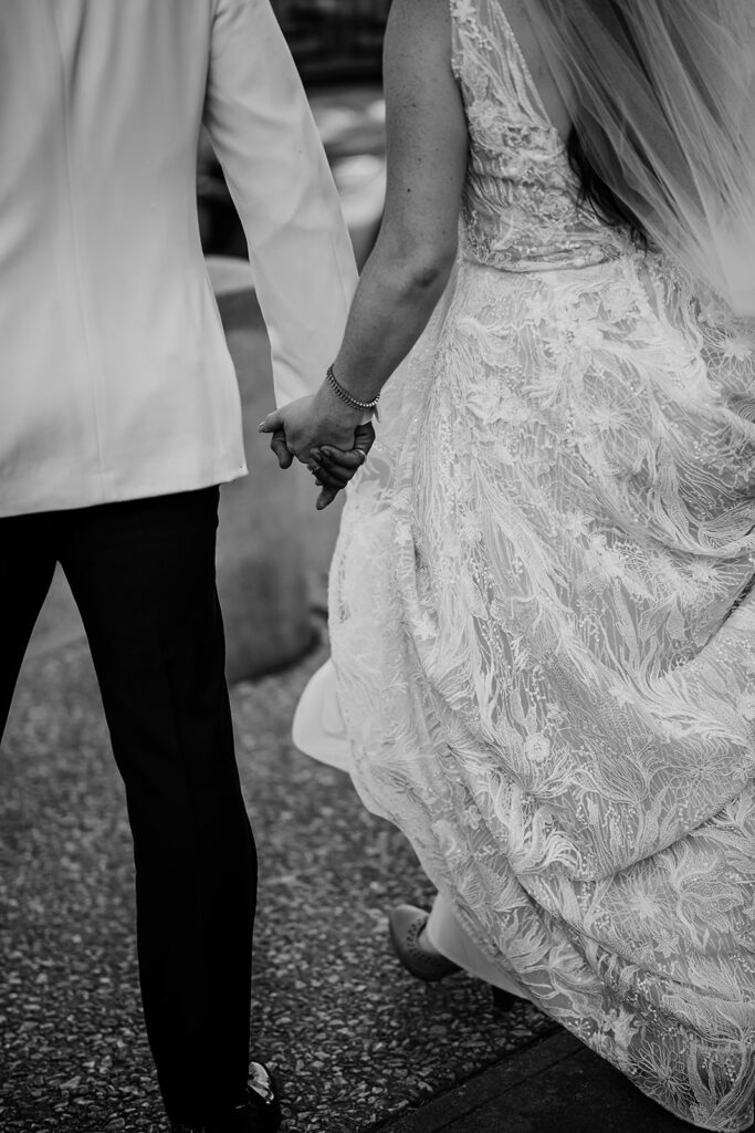 Baltimore wedding photographer captures couple holding hands