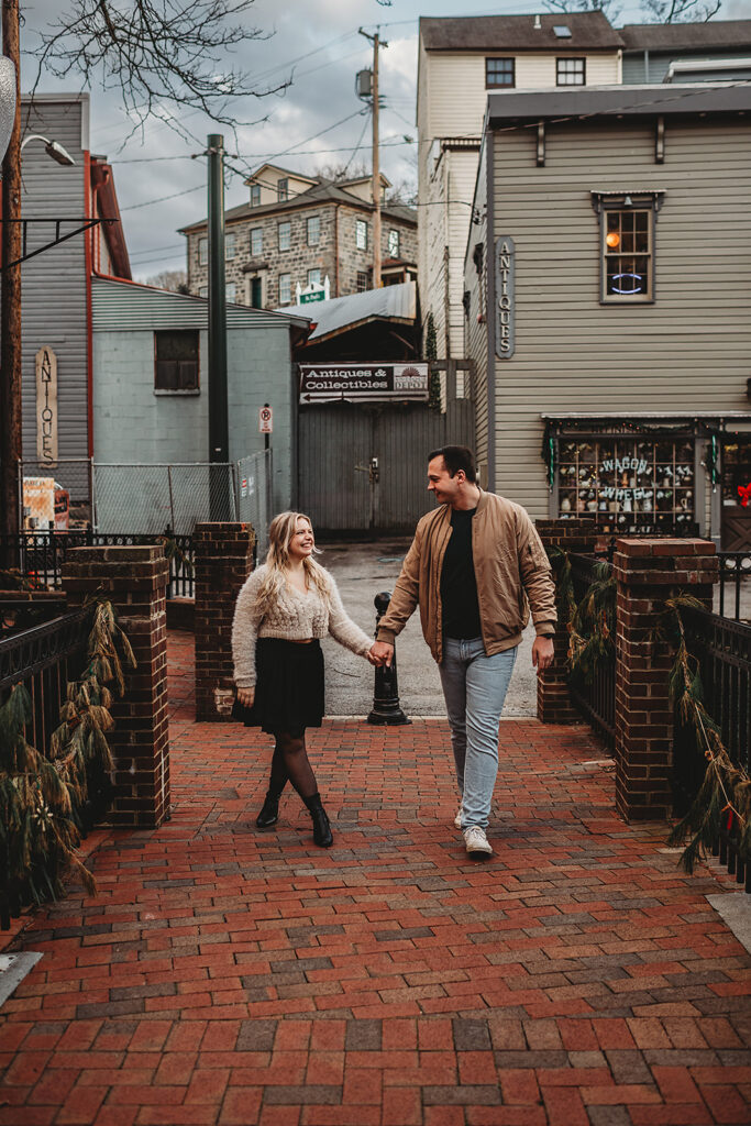 Baltimore photographer captures couple walking hand in hand through Historic Ellicott City